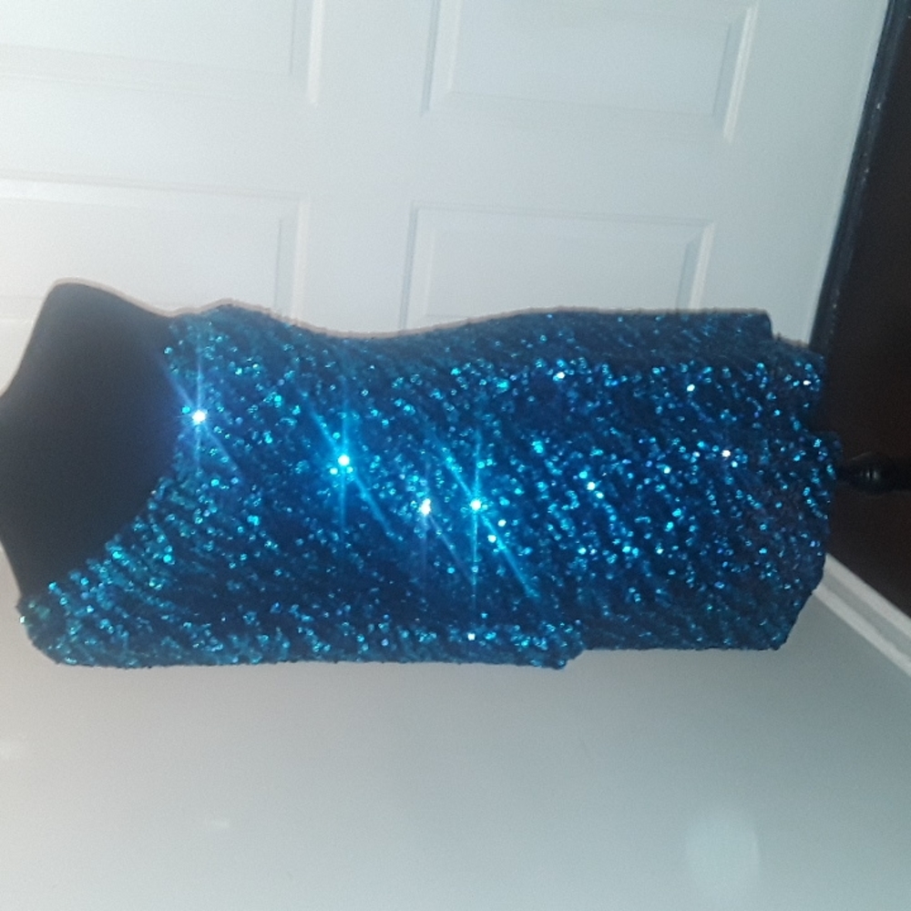 Gorgeous Scala turquoise sequin sheath dress.